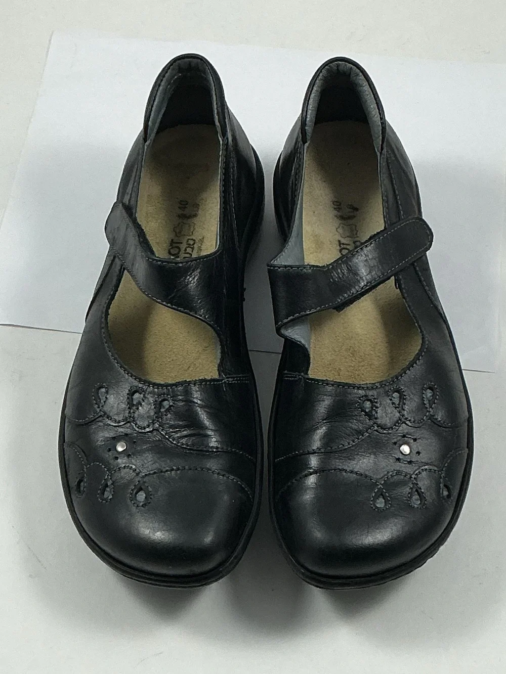 Naot Black Leather Mary Jane Flats